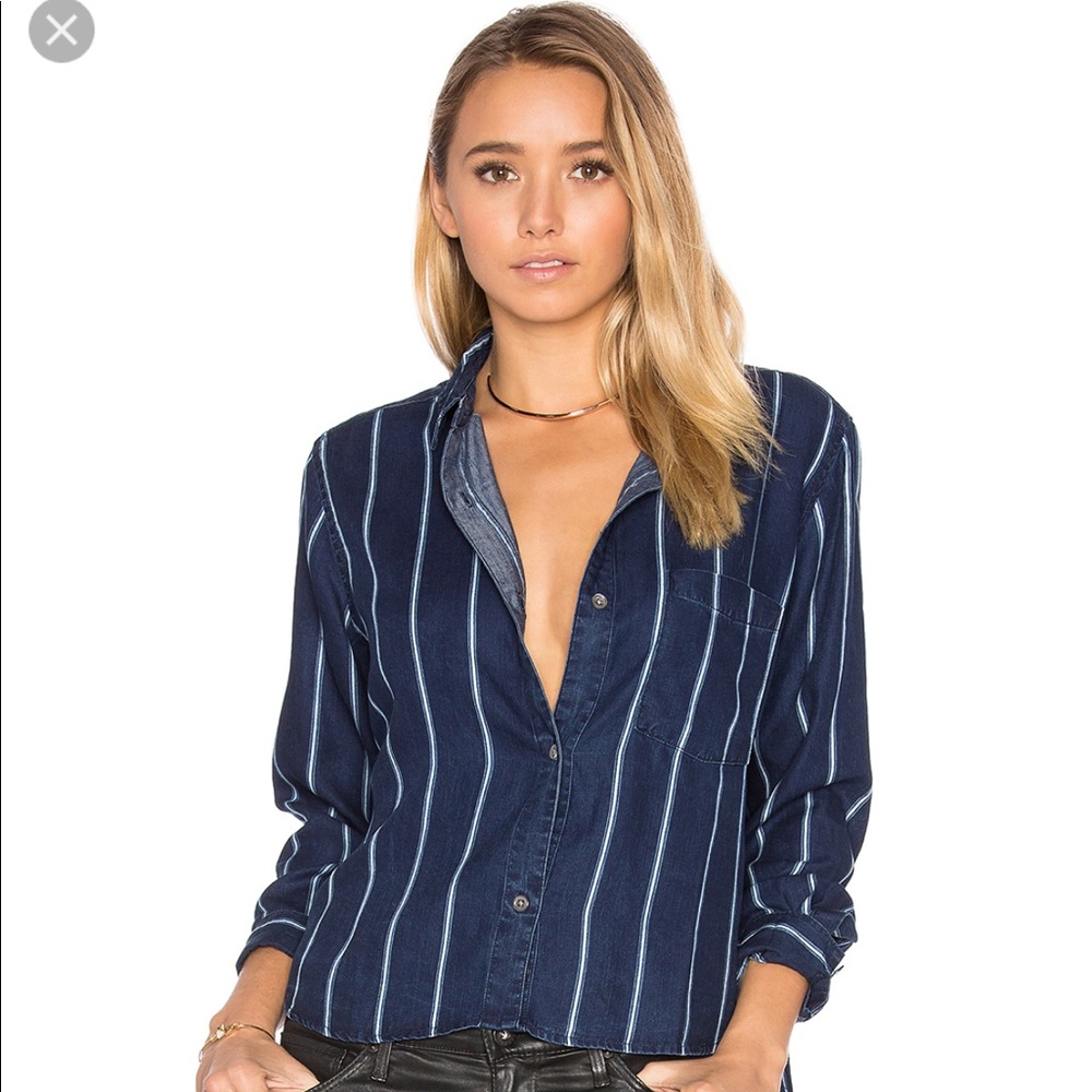 Rails Dana Button Up Midnight Tribeca Stripe Shirt - image 1